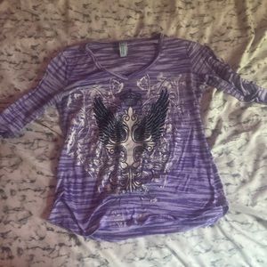 Y2k Purple Striped Shirt Womens